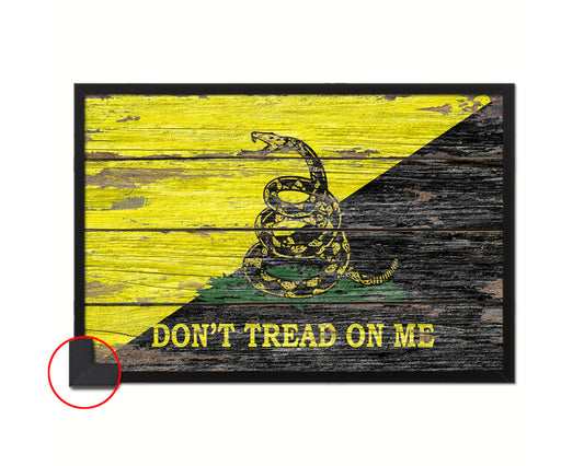 Don't Tread on Me Wood Rustic Flag Wood Framed Print Wall Art Decor Gifts