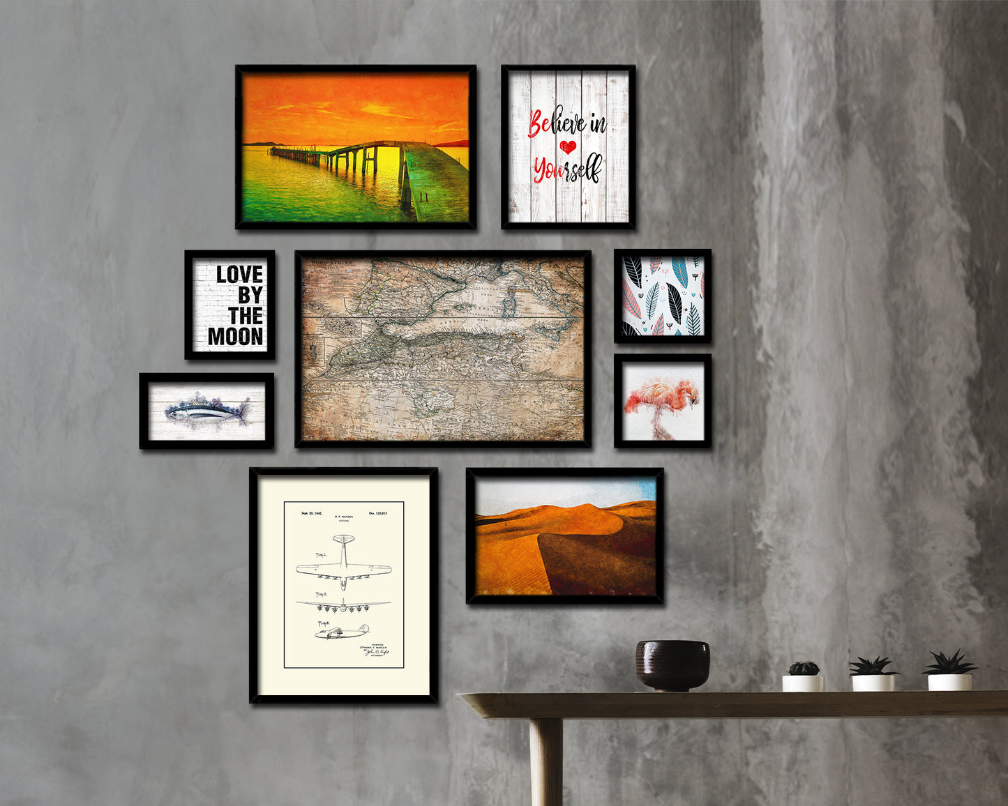 Western Mediterranean Antique Map Framed Print Art Wall Decor Gifts