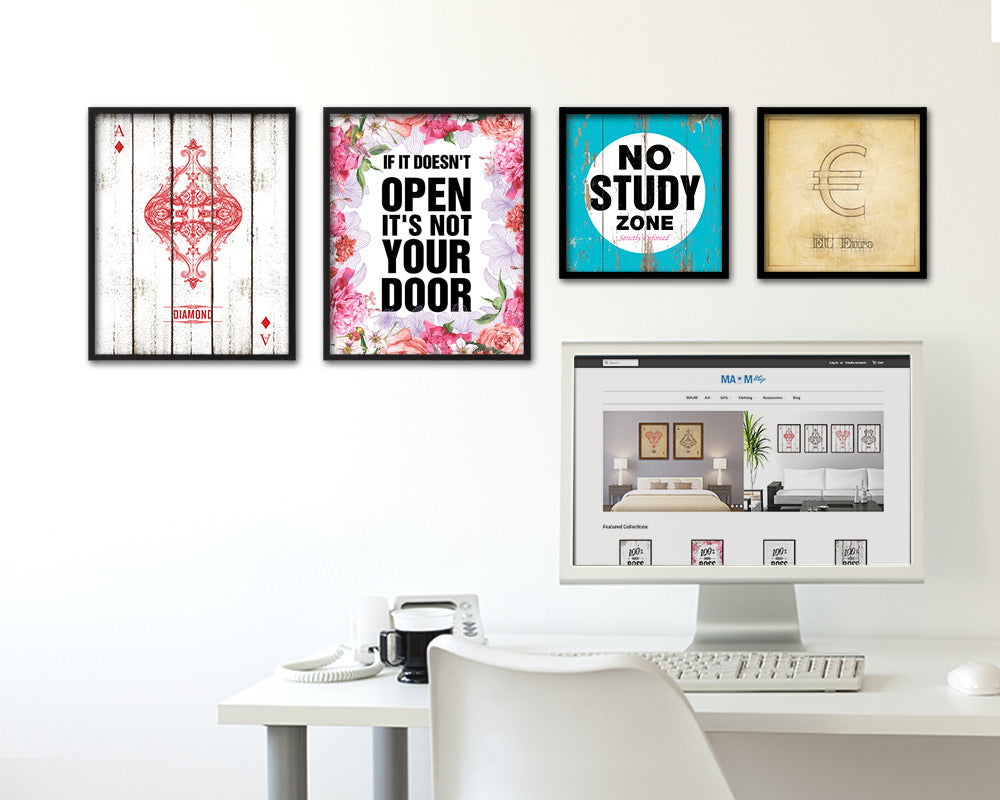 If it doesn't open its not your door Quote Framed Print Home Decor Wall Art Gifts