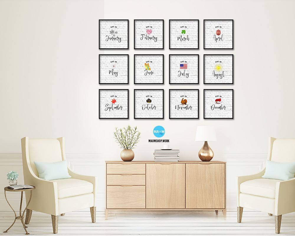 Baby Due In April Pregnancy Announcement Personalized Frame Print Wall Decor Art Gifts