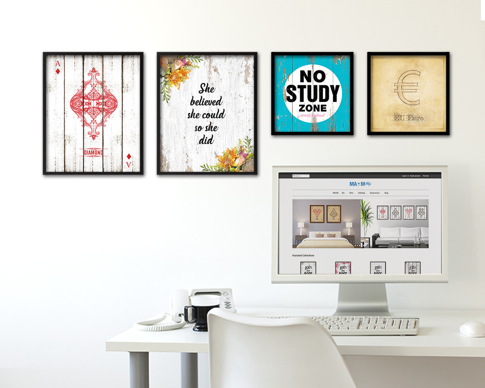 She believed she could so she did Quote Framed Print Home Decor Wall Art Gifts