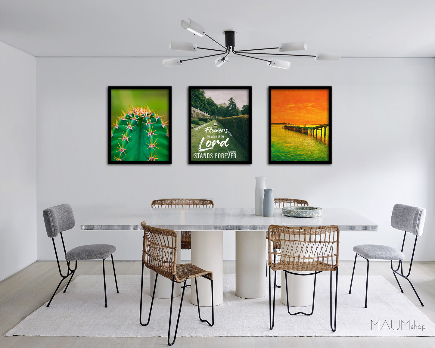 The grass withers & the flowers fade, Isaiah 40:8 Bible Verse Scripture Frame Print