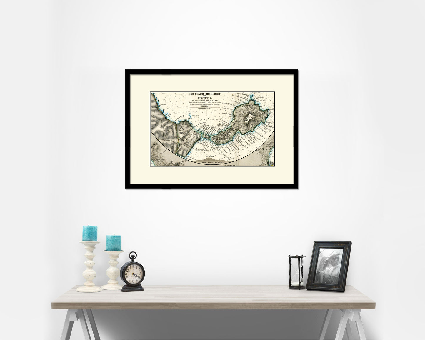 Ceuta Marocco Old Map Framed Print Art Wall Decor Gifts