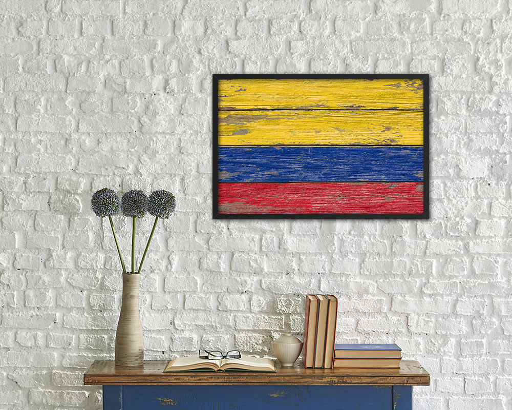 Colombia Country Wood Rustic National Flag Wood Framed Print Wall Art Decor Gifts