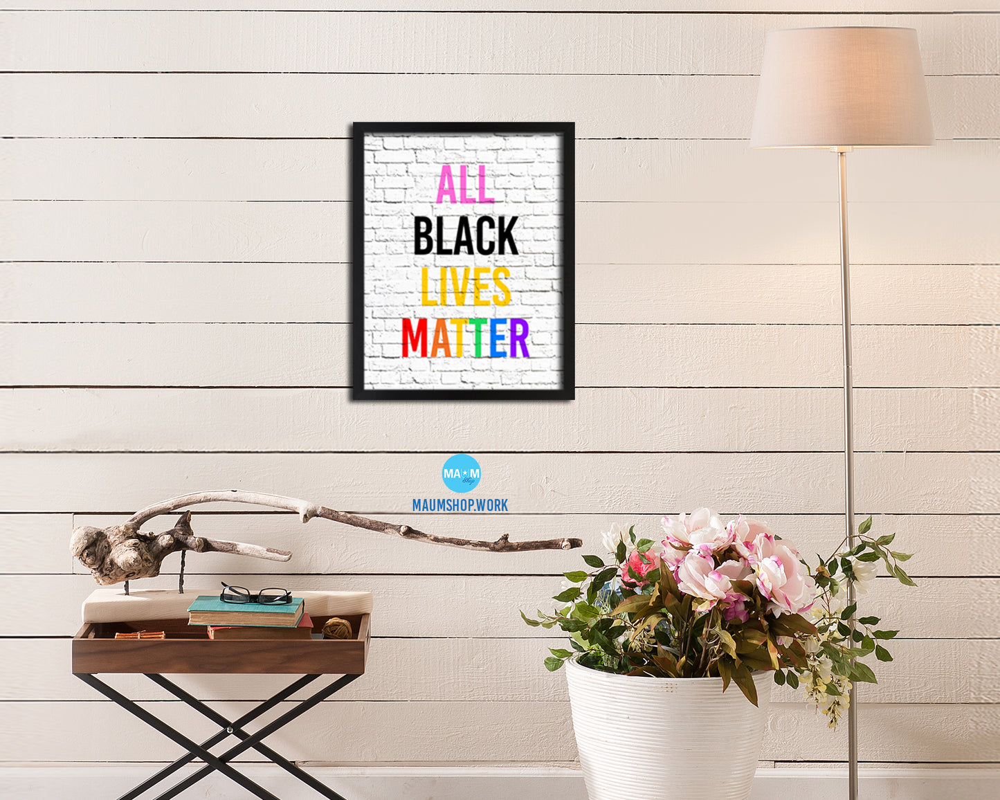 All Black Lives Matter Rainbow Pride Peace Right Justice Poster Wood Framed Wall Decor Gifts