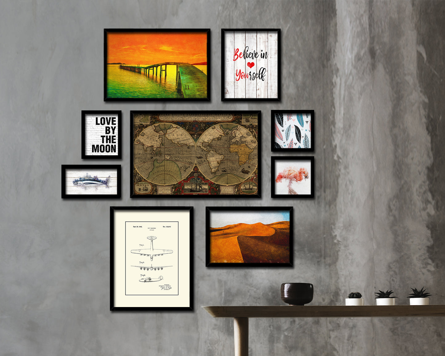 Vera Totius Expeditionis Nautica Double Hemisphere World Historical Map Framed Print Art Gifts