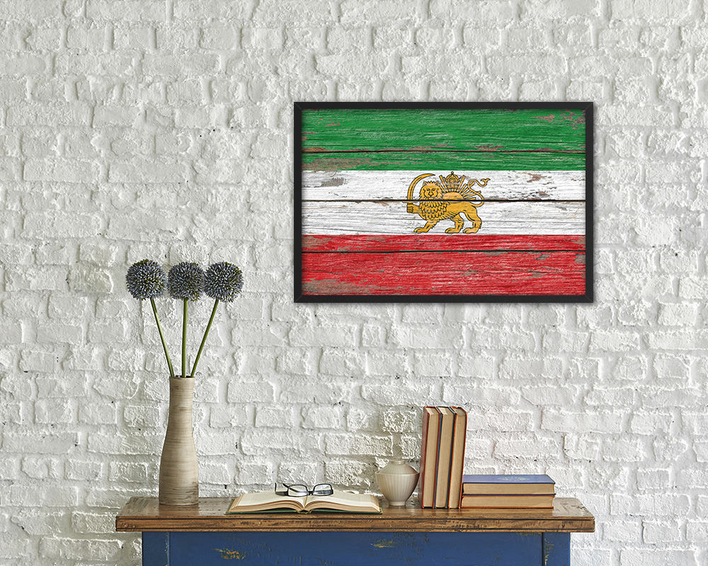Iran Country Wood Rustic National Flag Wood Framed Print Wall Art Decor Gifts
