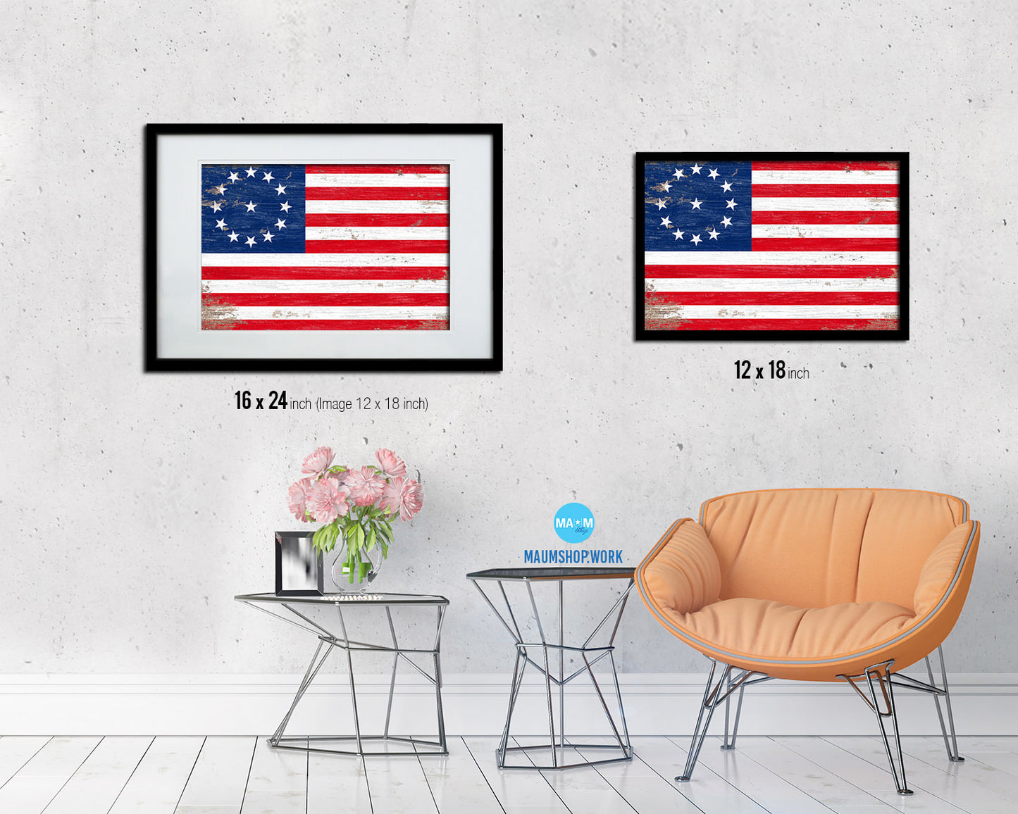 Cowpens US Historical Revolutionary War Shabby Chic Military Flag Framed Print Art