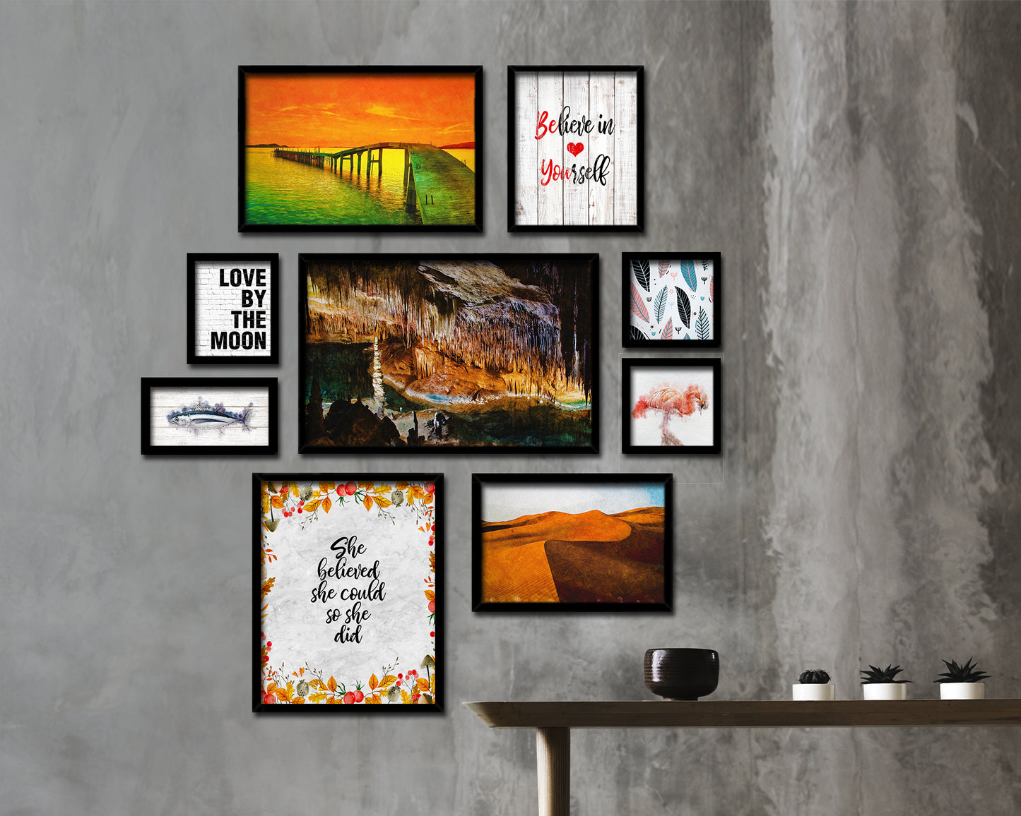 She believed she could so she did Motivational Quote Framed Print Wall Art Decor Gifts