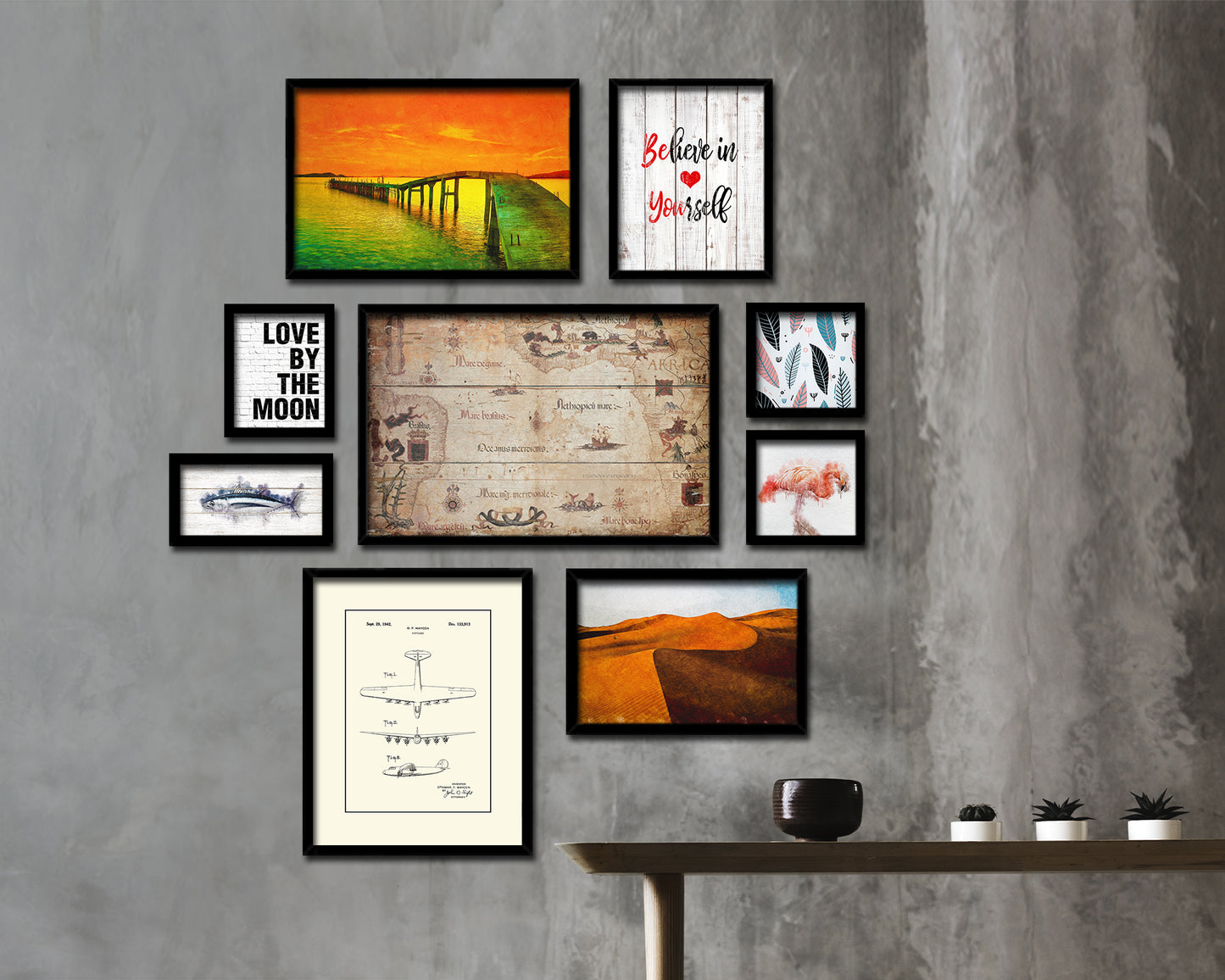 Portolan Chart of Atlantic Ocean Antique Map Framed Print Art Wall Decor Gifts