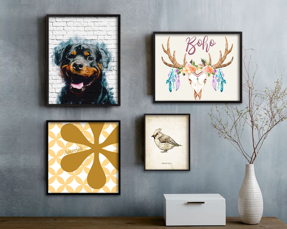 Rottweiler Dog Puppy Portrait Framed Print Pet Watercolor Wall Decor Art Gifts