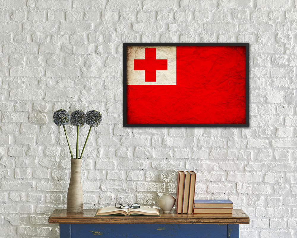 Tonga Country Vintage Flag Wood Framed Print Wall Art Decor Gifts