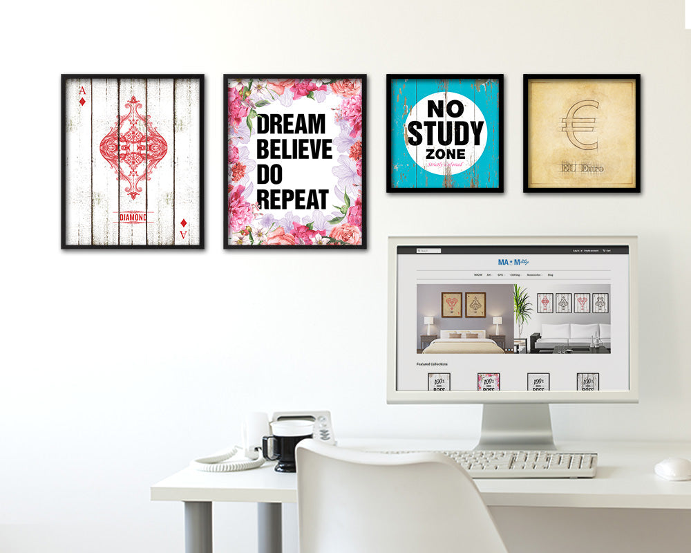 Dream believe do repeat Quote Framed Print Home Decor Wall Art Gifts