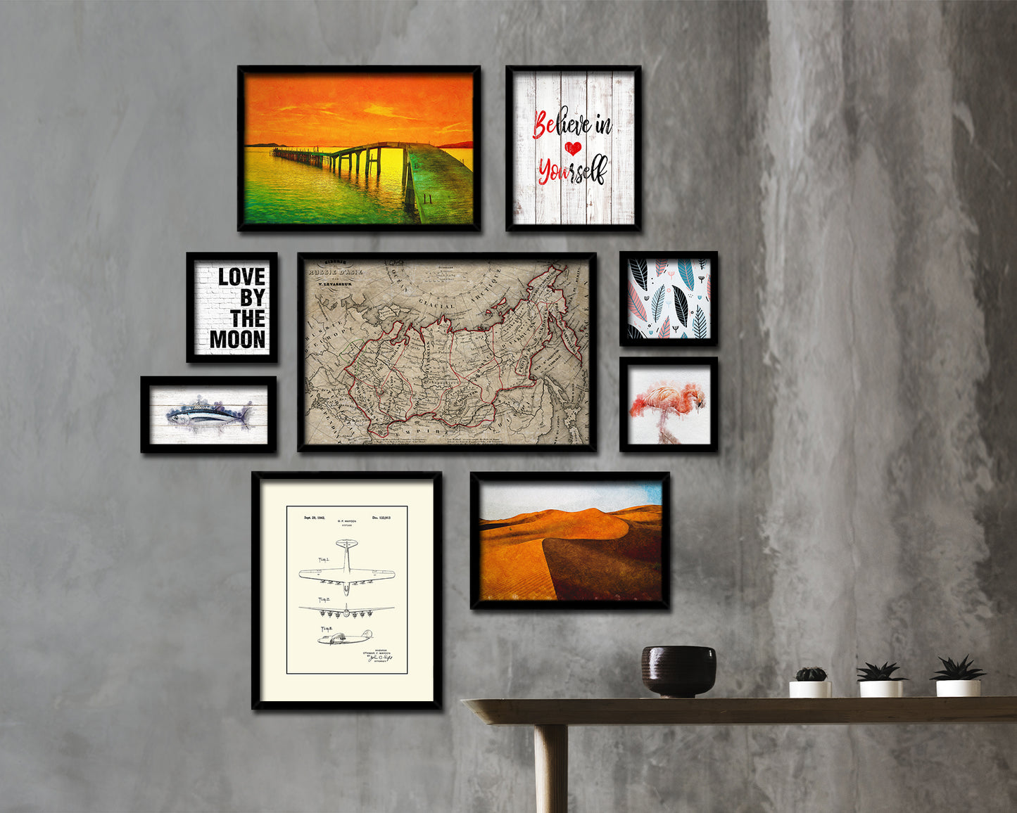 Siberia Russia Historical Map Framed Print Art Wall Decor Gifts