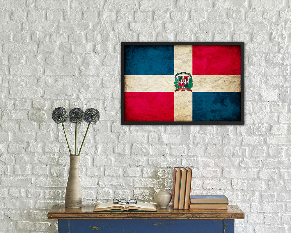 Dominican Republic Country Vintage Flag Wood Framed Print Wall Art Decor Gifts