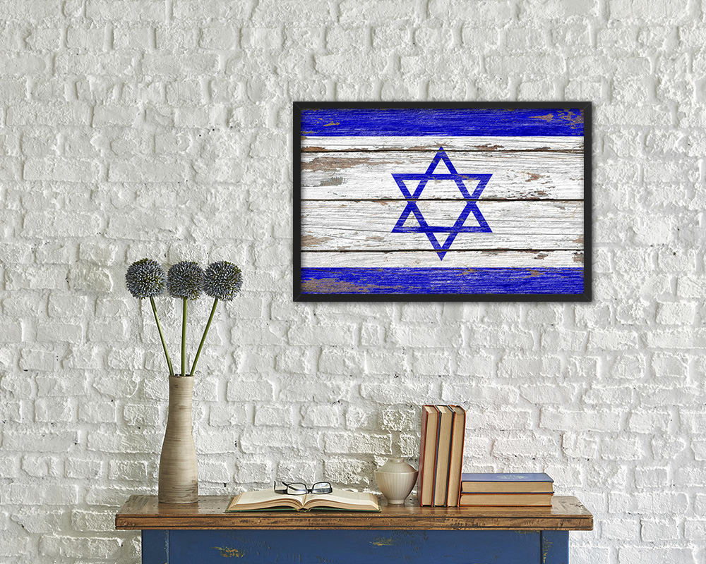 Israel Country Wood Rustic National Flag Wood Framed Print Wall Art Decor Gifts