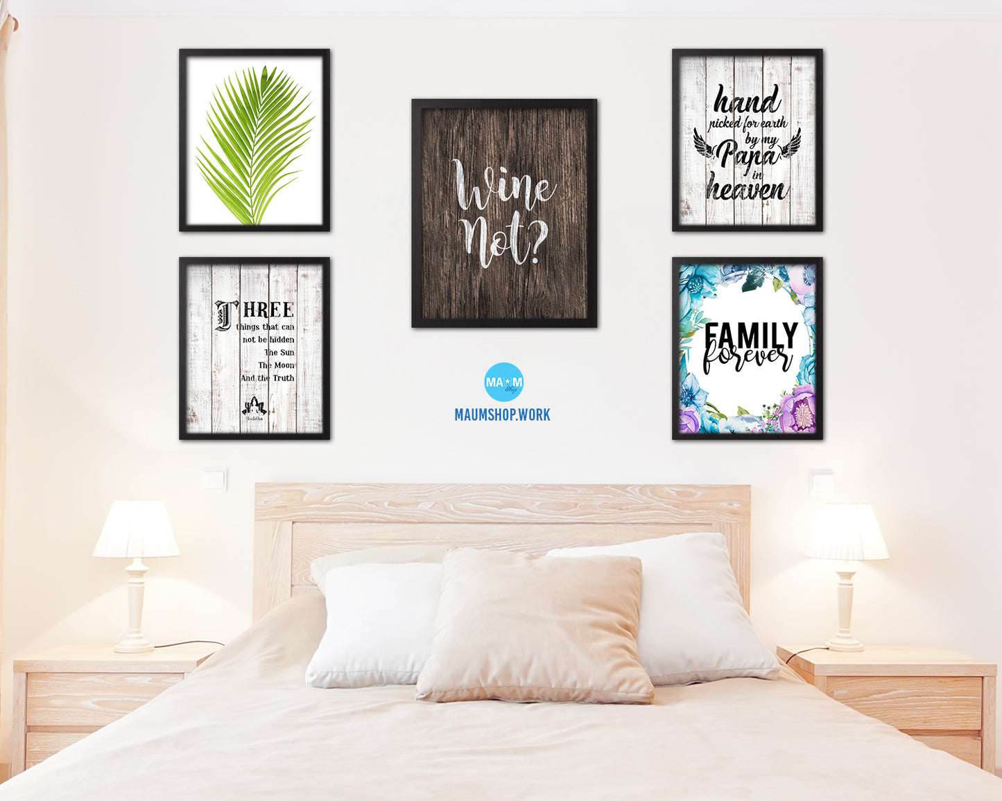 Wine Not? Words Wood Framed Print Wall Decor Art Gifts
