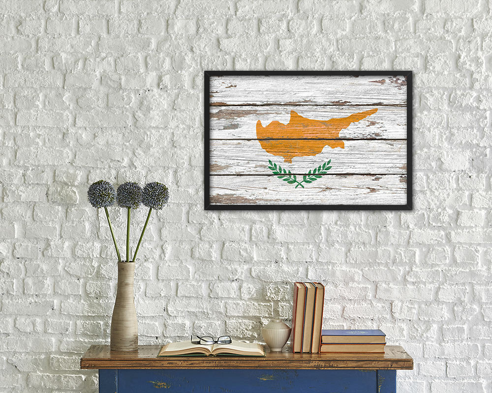 Cyprus Country Wood Rustic National Flag Wood Framed Print Wall Art Decor Gifts