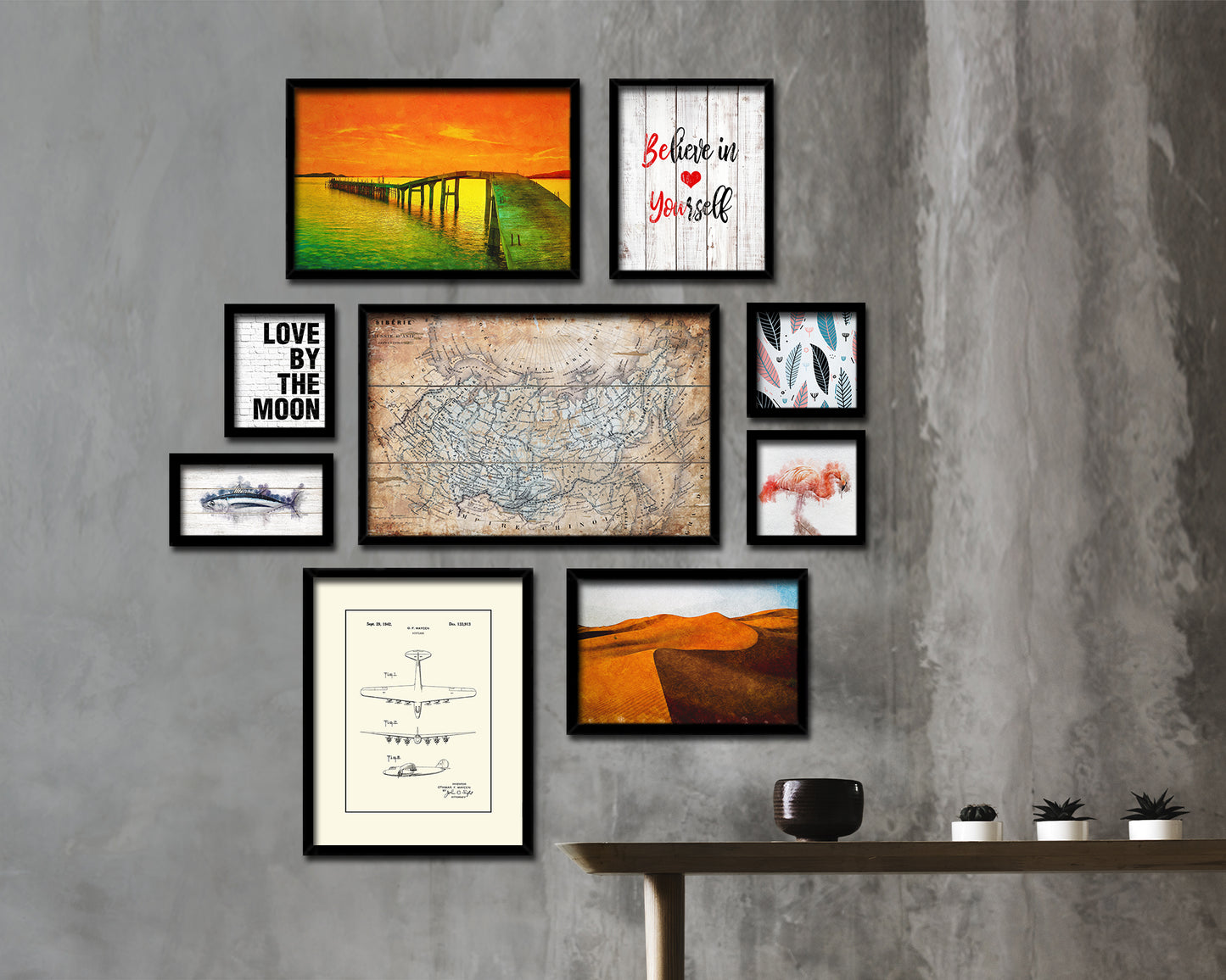 Siberia Russia 1870 Antique Map Framed Print Art Wall Decor Gifts