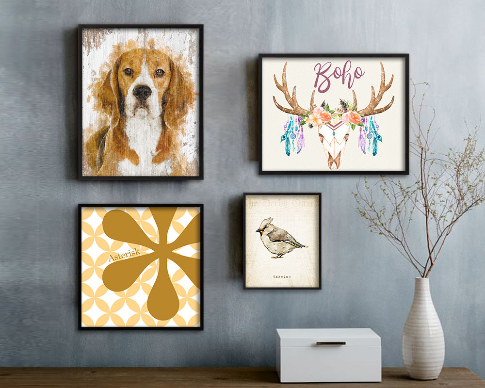 Beagle Dog Puppy Portrait Framed Print Pet Watercolor Wall Decor Art Gifts