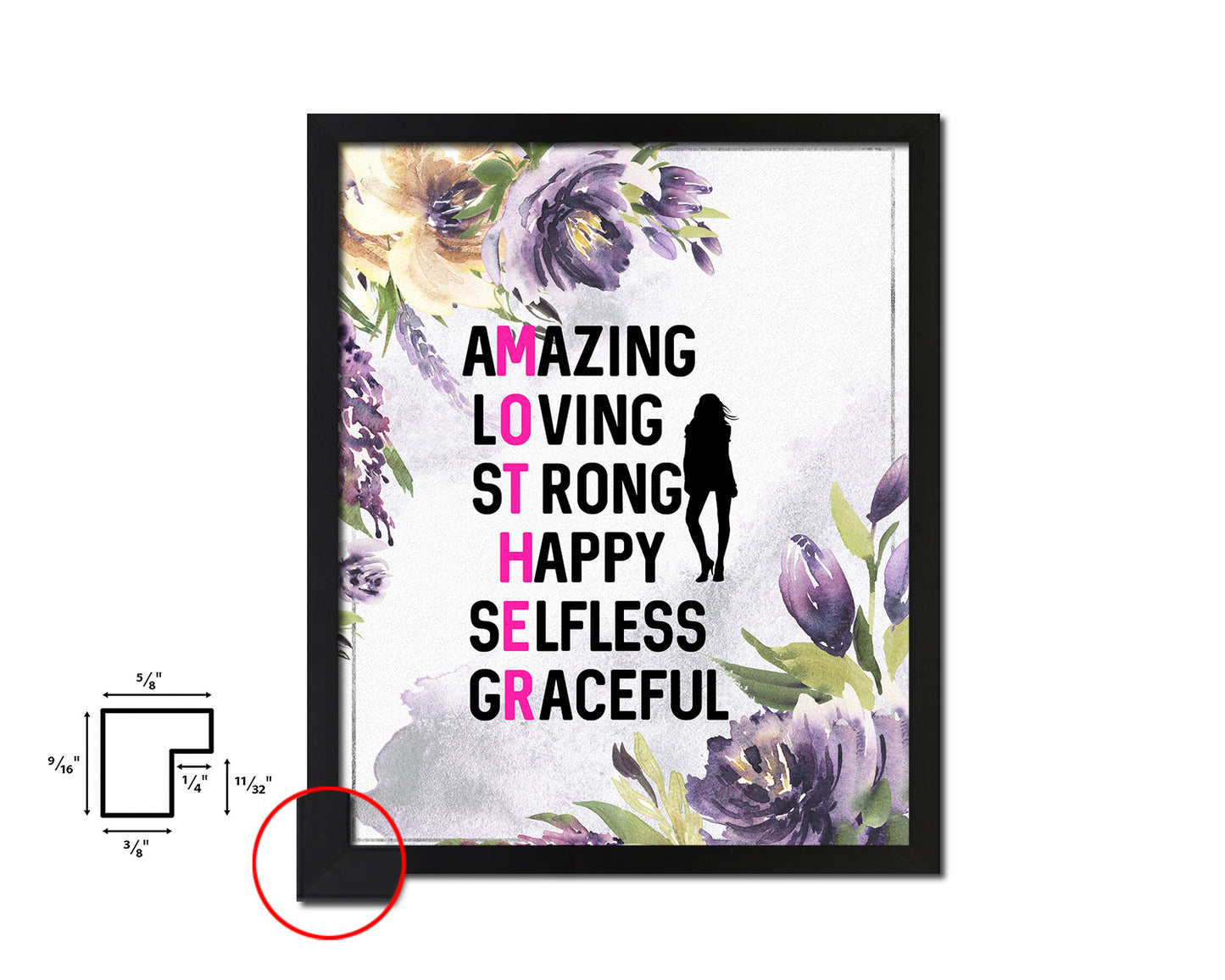 Amazing loving strong happy selfless graceful Mother's Day Framed Print Wall Decor Art Gifts