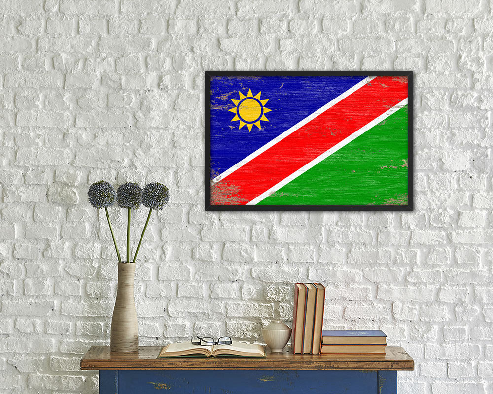 Namibia Shabby Chic Country Flag Wood Framed Print Wall Art Decor Gifts