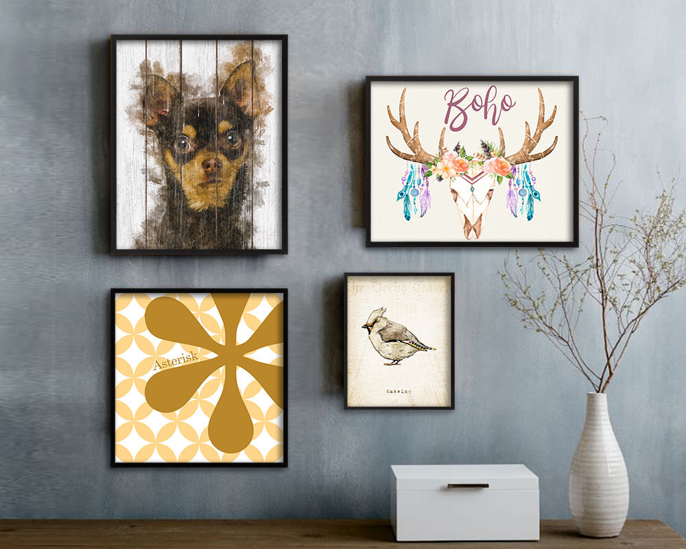 Chihuahua 9 months Dog Puppy Portrait Framed Print Pet Watercolor Wall Decor Art Gifts