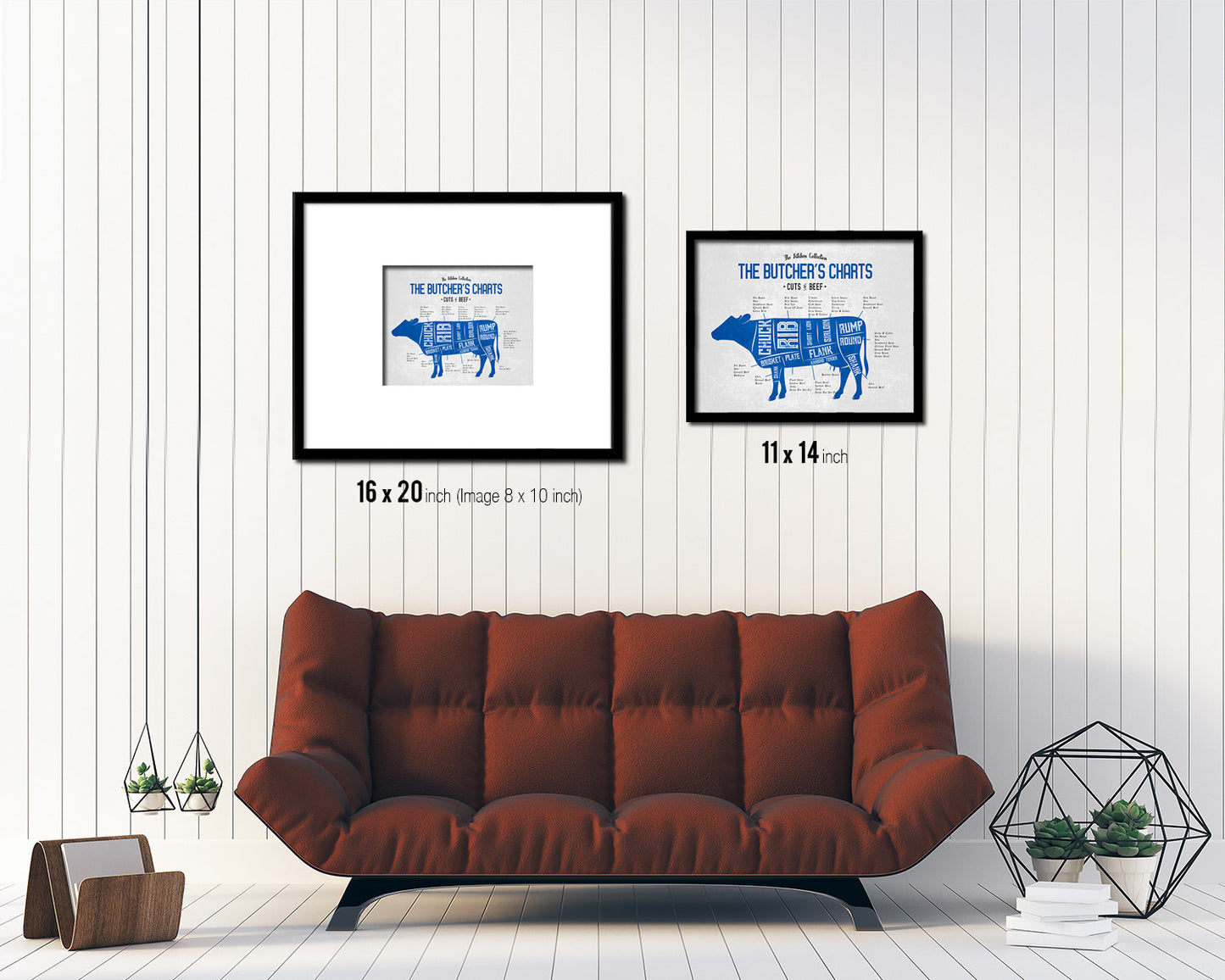 Beef  Meat Cuts Butchers Chart Wood Framed Paper Print Home Decor Wall Art Gifts