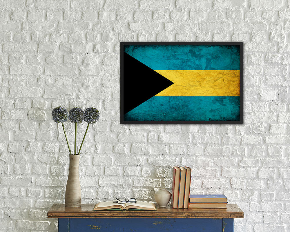 Bahama Country Vintage Flag Wood Framed Print Wall Art Decor Gifts