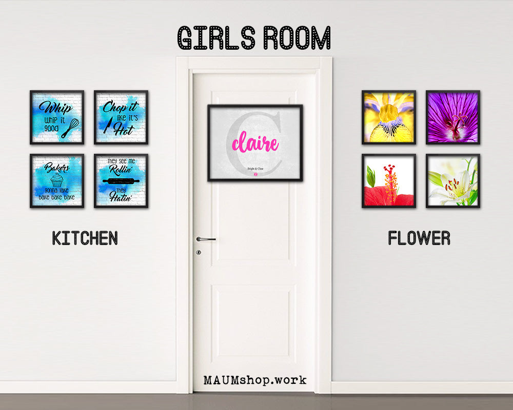 Claire Personalized Biblical Name Plate Art Framed Print Kids Baby Room Wall Decor Gifts
