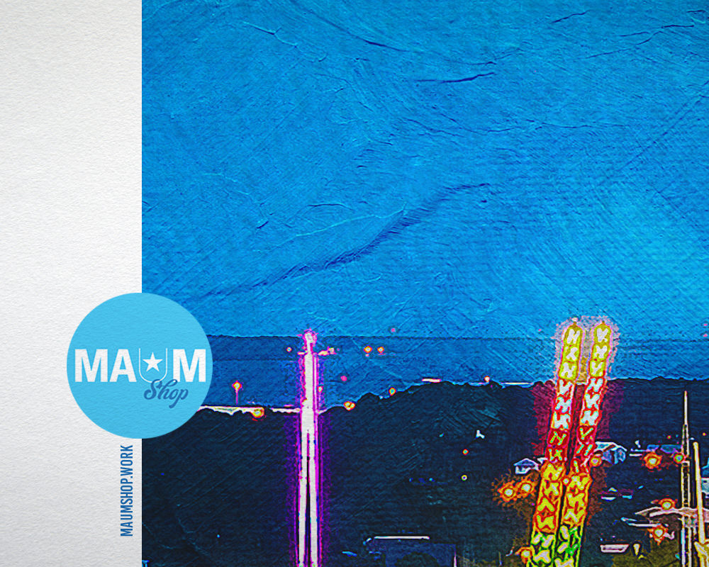 Panama City Beach Florida view of Front Beach Road at night during blue hour Landscape Art