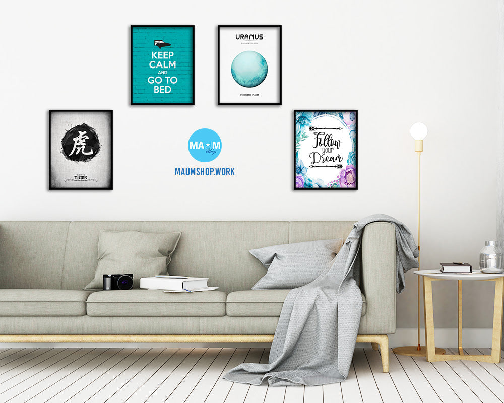 Keep calm and go to bed Quote Framed Print Home Decor Wall Art Gifts