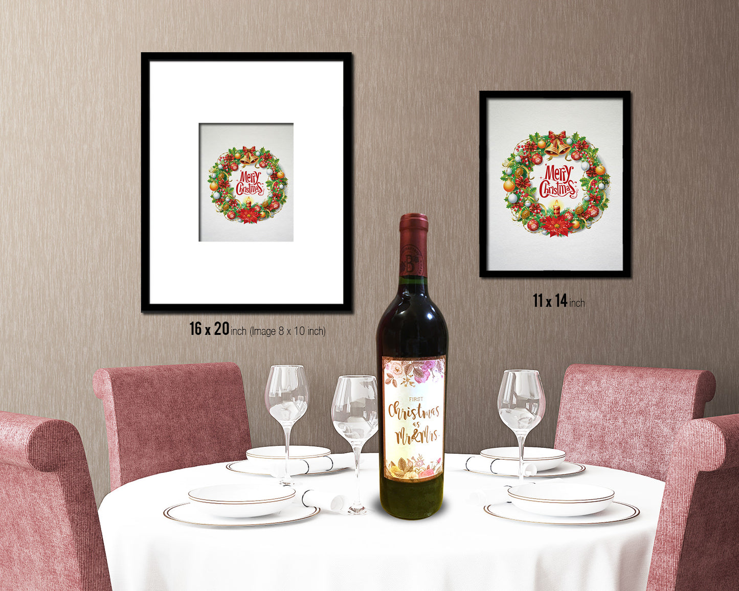 Christmas Wreath Holiday Season Gifts Wood Framed Print Home Decor Wall Art