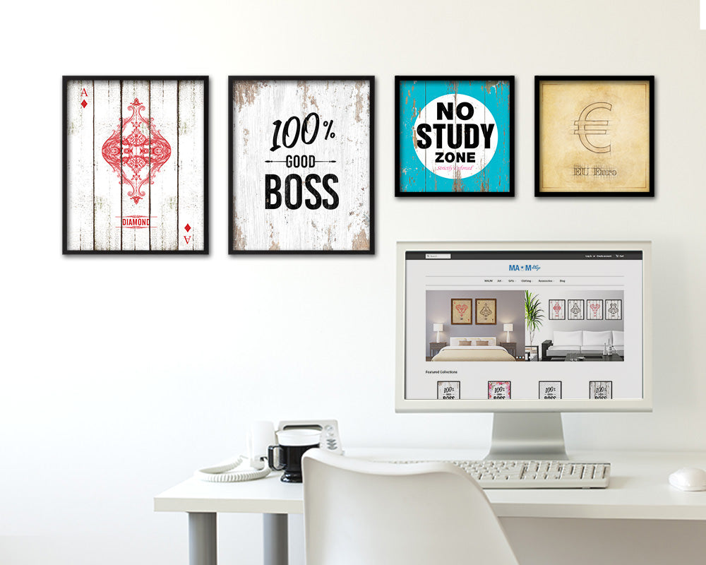 100% Good boss Quote Framed Print Home Decor Wall Art Gifts
