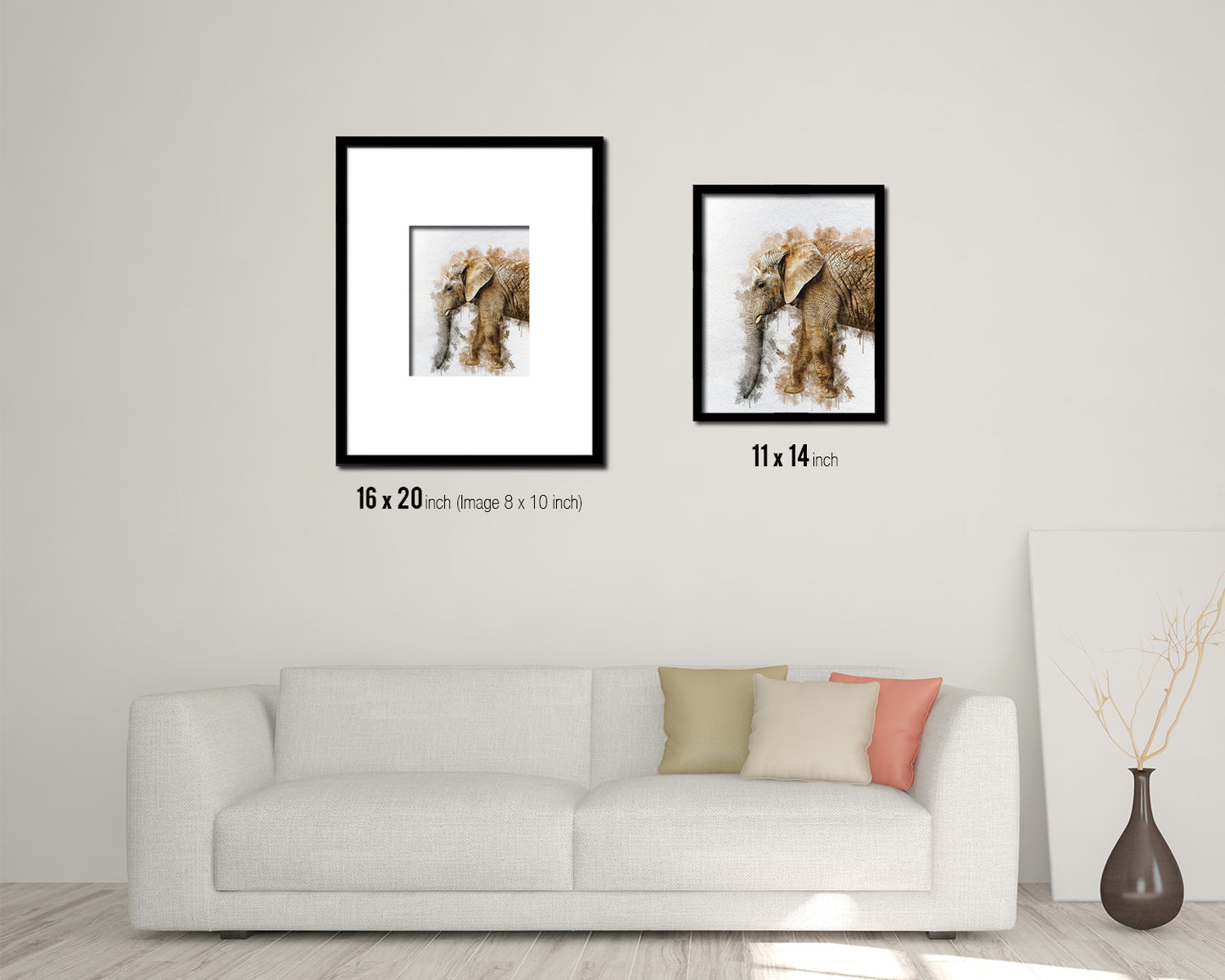 Elephant Animal Painting Print Framed Art Home Wall Decor Gifts