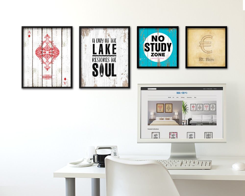 A day at the lake restores the soul Quote Framed Print Home Decor Wall Art Gifts