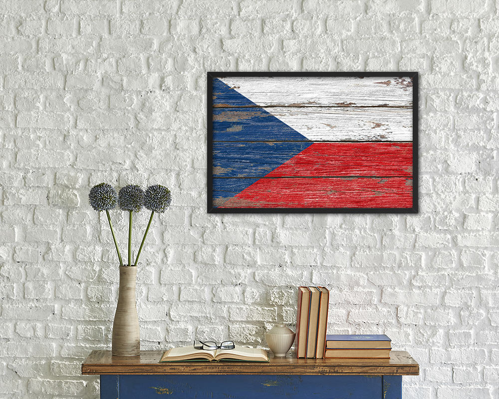 Czech Republic Country Wood Rustic National Flag Wood Framed Print Wall Art Decor Gifts