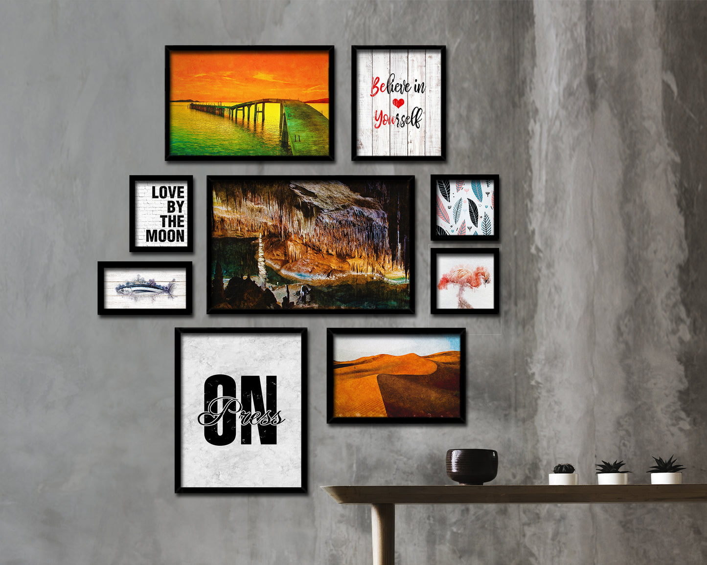 Press On Quote Framed Print Wall Art Decor Gifts