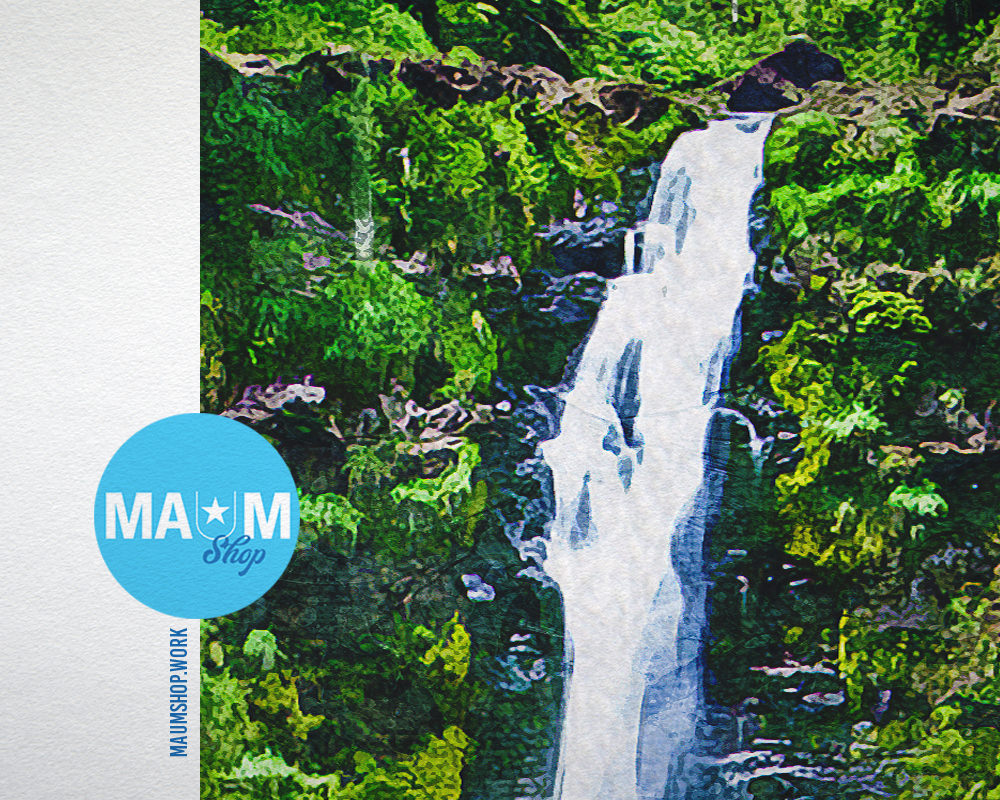 Hilo Hawaii Akaka falls Big Island Landscape Painting Print Art Frame Home Wall Decor Gifts