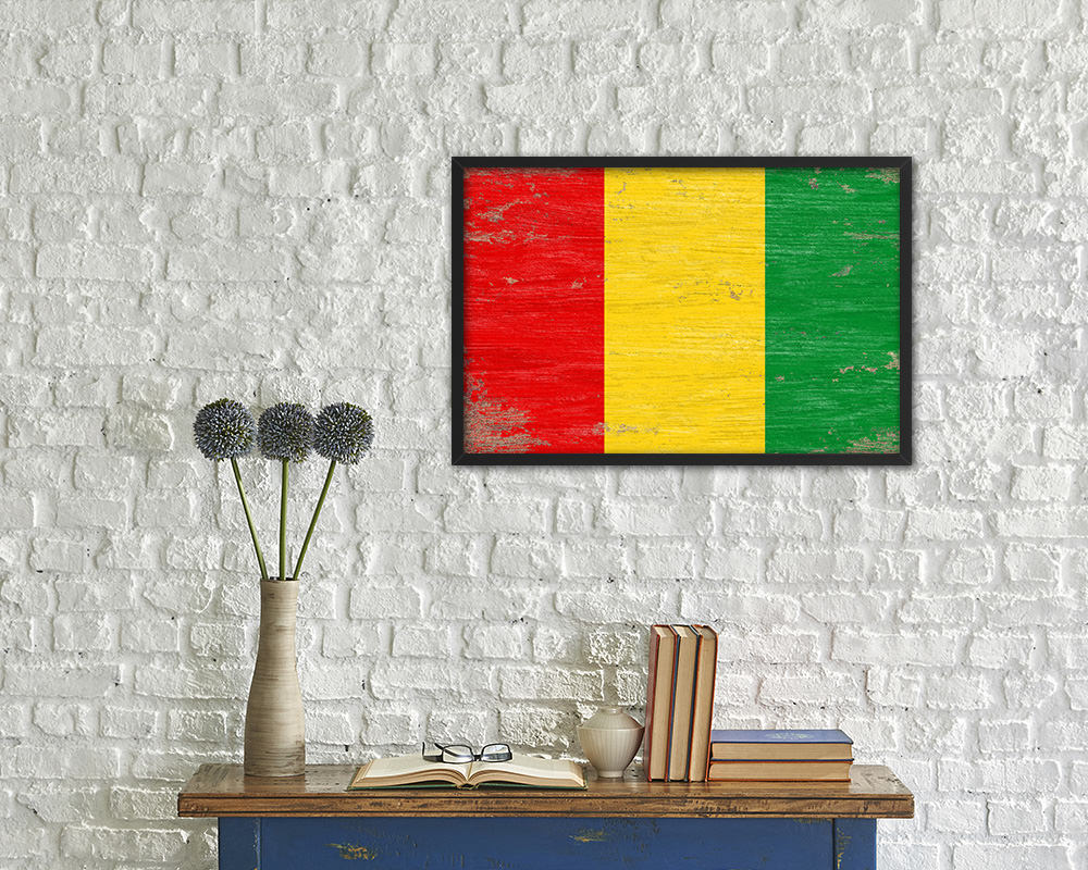 Guinea Shabby Chic Country Flag Wood Framed Print Wall Art Decor Gifts