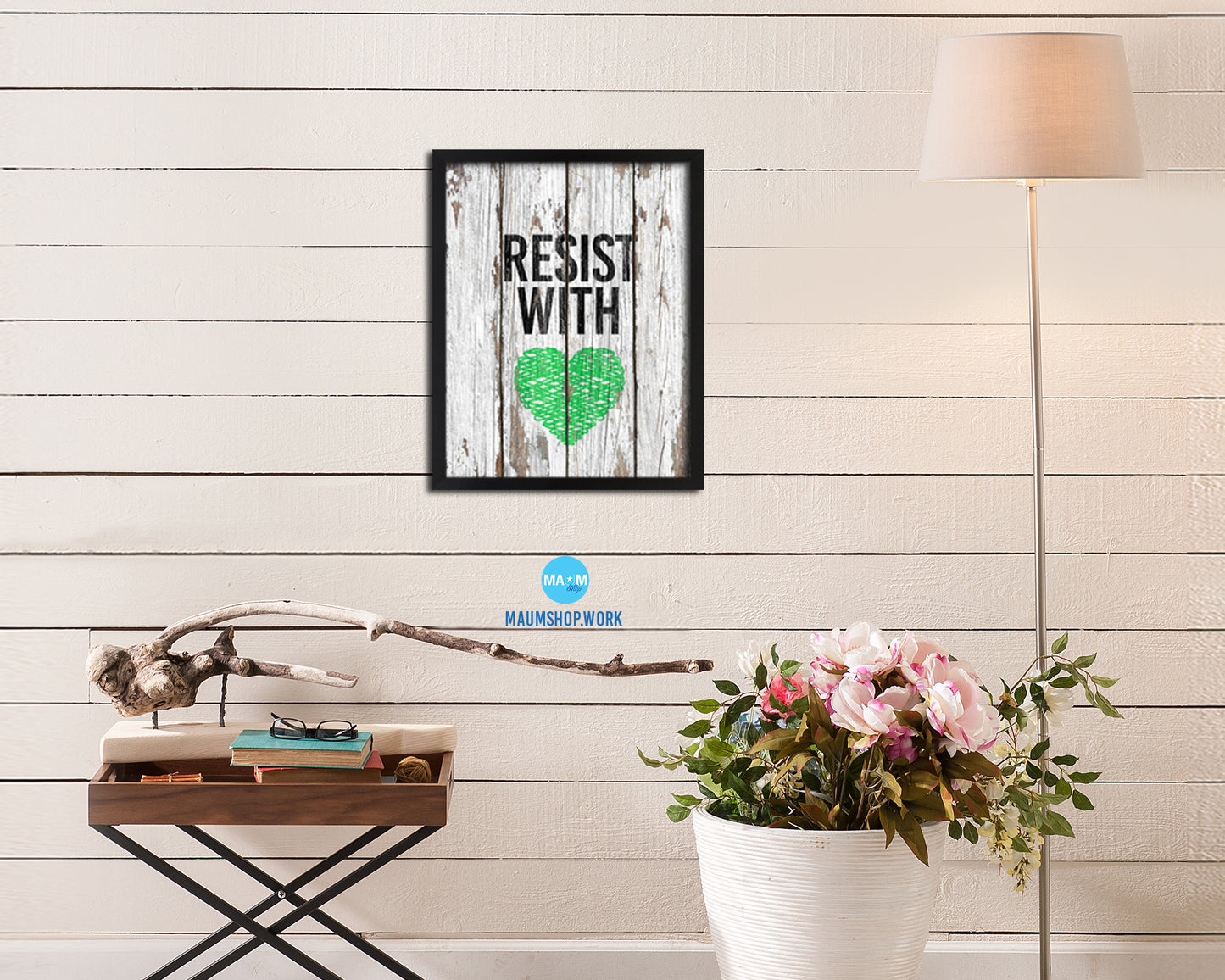 Resist With Love Rainbow Pride Peace Right Justice Poster Wood Framed Wall Decor Print Gifts