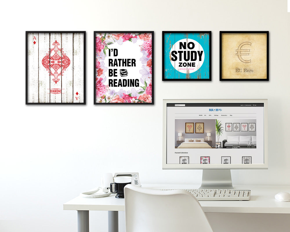 I'd rather be reading Quote Framed Print Home Decor Wall Art Gifts