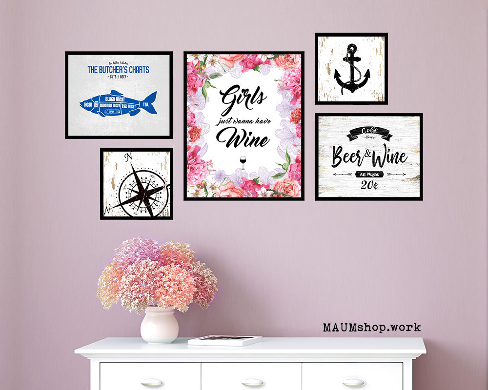 Girls just wanna have Quote Wood Framed Print Wall Decor Art Gifts