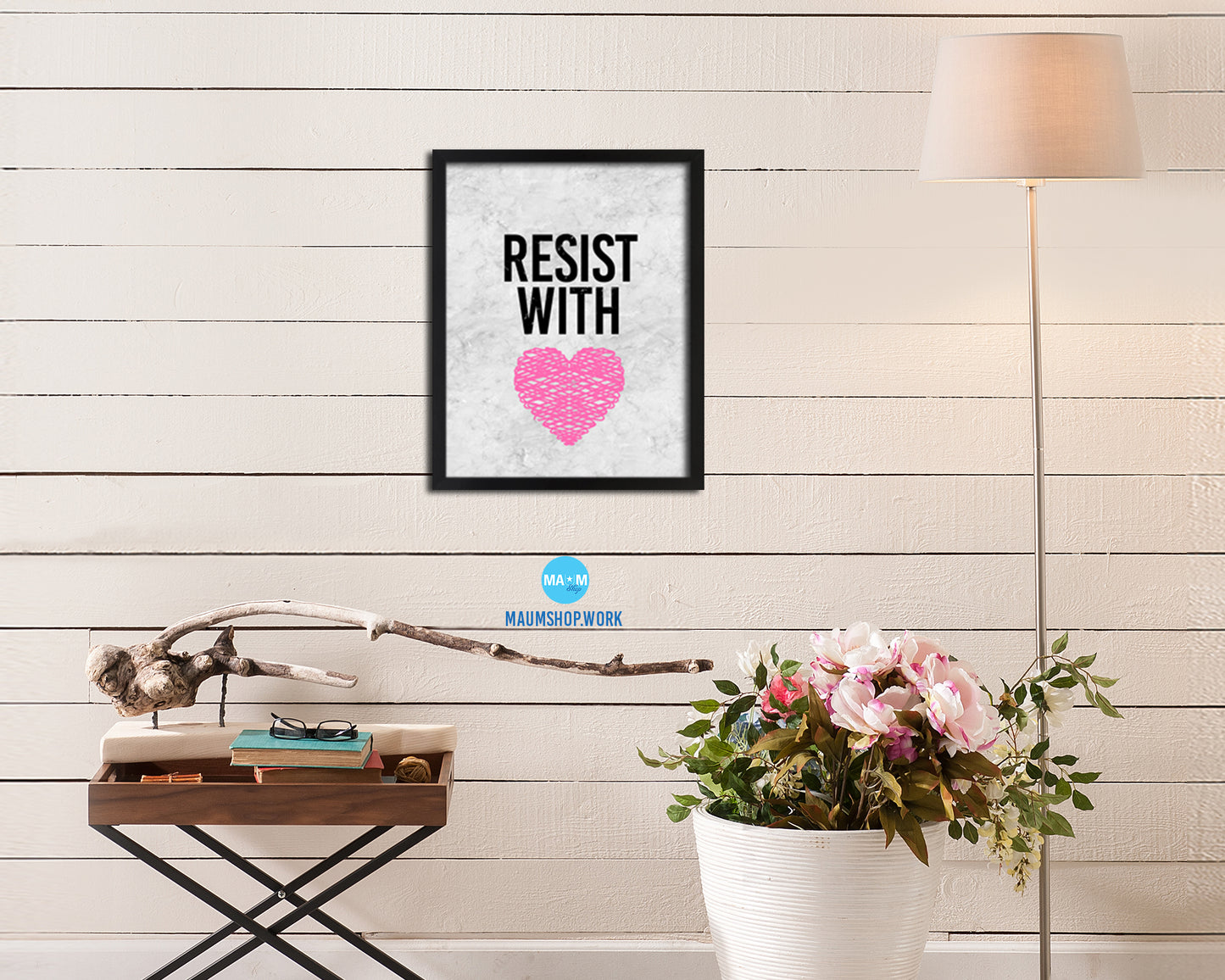 Resist With Love Rainbow Pride Peace Right Justice Poster Wood Framed Wall Decor Print Gifts