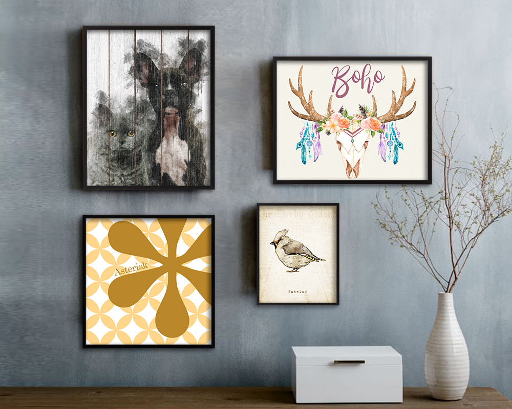 Cats and Dogs Dog Puppy Portrait Framed Print Pet Watercolor Wall Decor Art Gifts