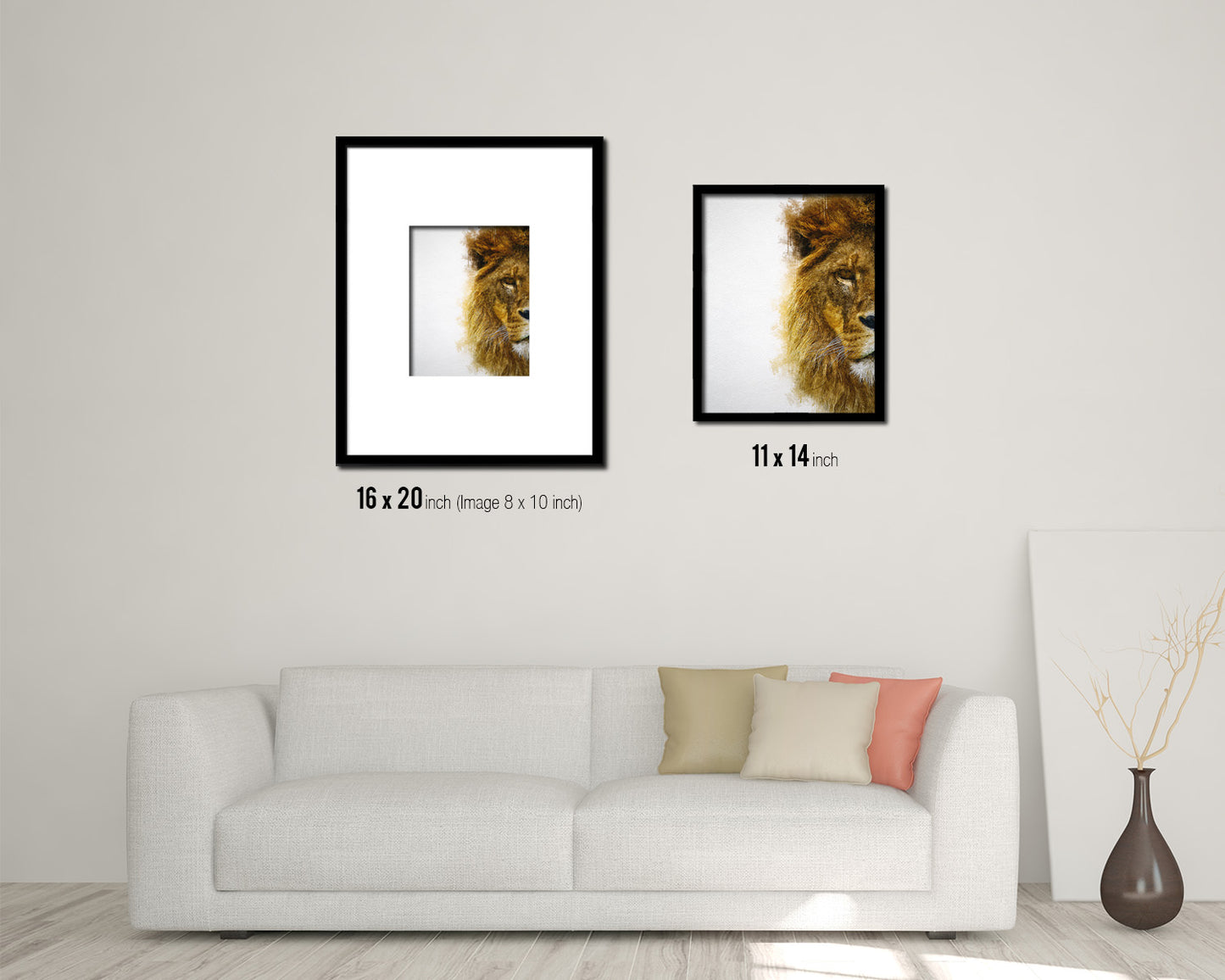 Lion Animal Painting Print Framed Art Home Wall Decor Gifts