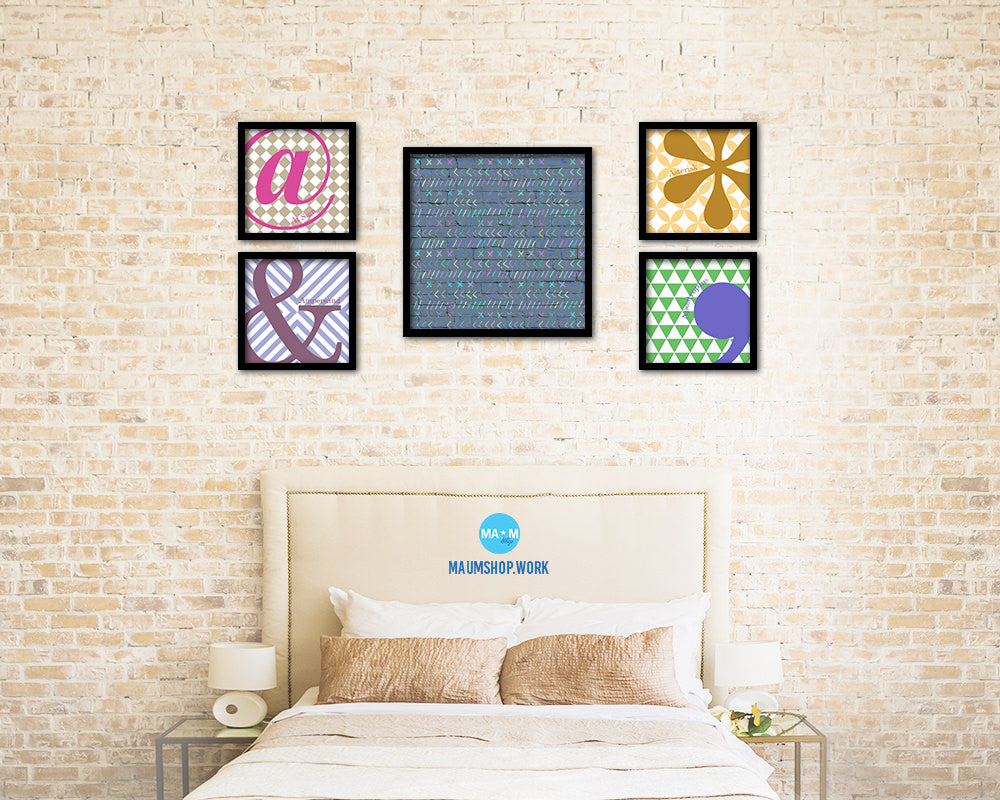 Abstract Blue Artwork Wood Frame Gifts Modern Wall Decor Art Prints