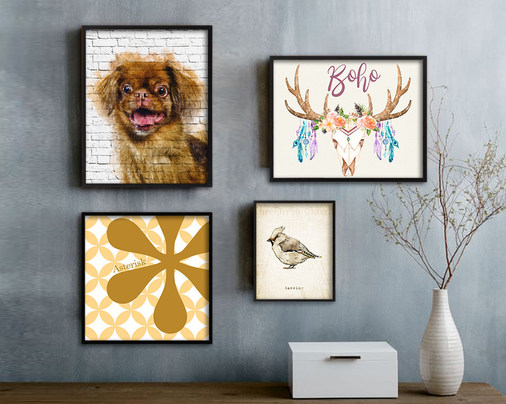 Pekingese Dog Puppy Portrait Framed Print Pet Watercolor Wall Decor Art Gifts