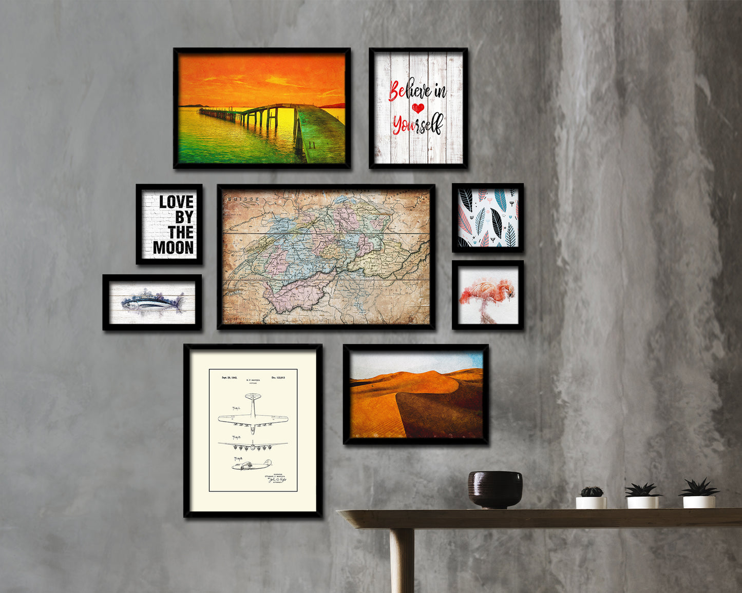 Switzerland 1860 Antique Map Framed Print Art Wall Decor Gifts