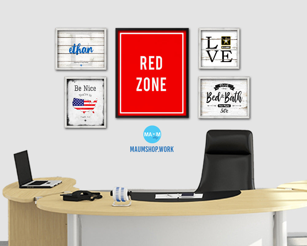 Red Zone Notice Danger Sign Framed Print Home Decor Wall Art Gifts